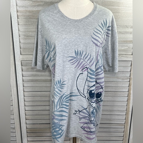 DISNEY PARKS Stitch Themed Crewneck Short Sleeve Tee Gray-XL - Picture 1 of 3